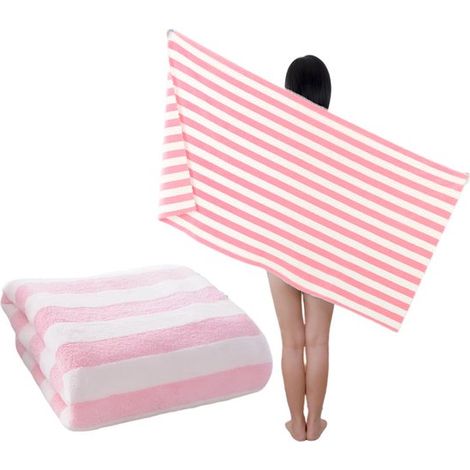Toalla de playa de secado rápido, Secado rápido, suave, 70x140cm, forro polar coral, piscina, natación, yoga, camping, fitness y deportes, Rosa (1/5)