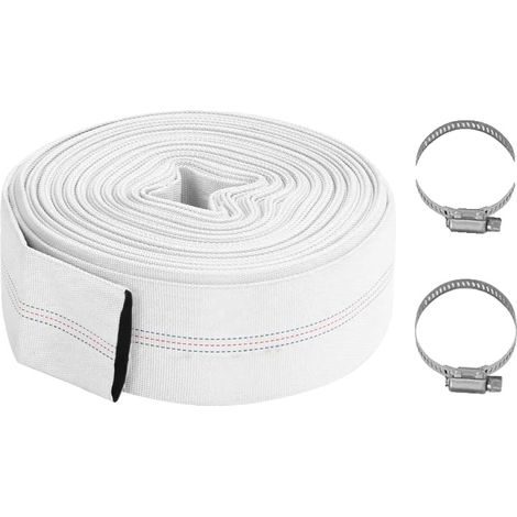 Tuyau Plat en PVC, Longueur de 20m, Diamètre de 3 pouces, BLANC (1/2)
