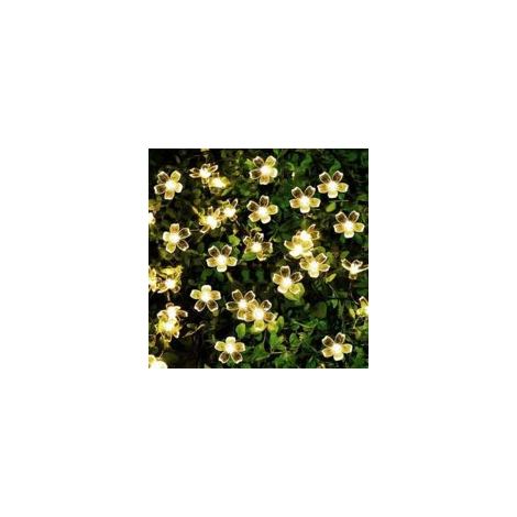 Guirlande solaire 6,5m avec 30 fleurs LED – Lumières blanches chaudes – 8 modes d'éclairage – Pour décorations de jardin, mariage, Noël