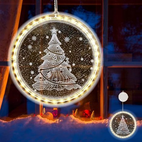 Lumière de Fenêtre Décorative de Noël, Lumières de Ventouse de Noël, Lumineuse Fenêtre Suspendue, Decoration Lumineuse Noel Vitre Noel, LED de Noël à Suspendre pour Intérieur Extérieur (1/5)