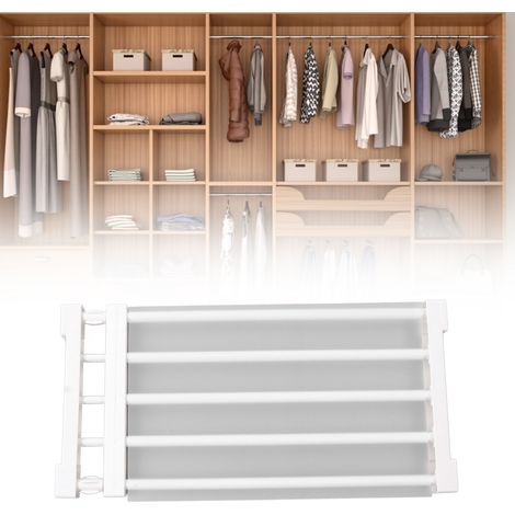 Étagères à plusieurs niveaux pour penderie, séparateurs pour armoires et meubles à chaussures, étagères télescopiques sans clous, étagères de 50 à 80 cm de long (1/5)