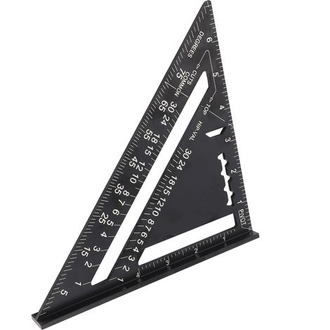 Rapporteur d'angle triangulaire de toiture en alliage d'aluminium métrique 7 pouces, finition oxydation noire (impérial) (1/5)
