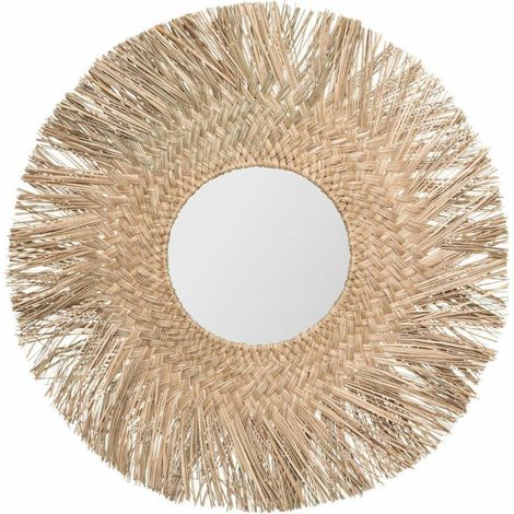 Espejo de junco natural ø80cm (espejo ø30cm) colección jungly (1/5)