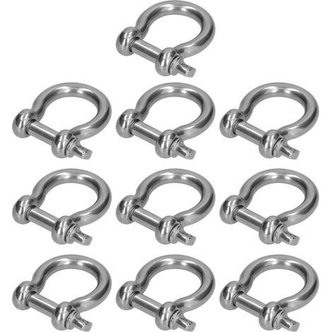 Manille à vis en acier inoxydable 304, forme en D pour câble et chaîne, outil de levage, lot de 10 pièces M8 (1/5)