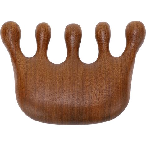 Peigne de massage crâne en bois de santal, grattoir Gua Sha large dent doux, portable pour homme et femme, cou et tête (1/5)