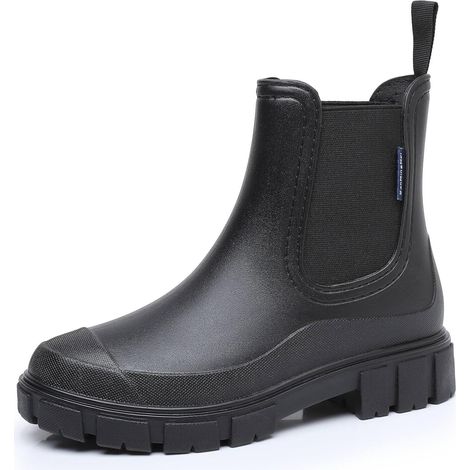 Femmes Bottes de Pluie Courtes Impermeable Caoutchouc Botte Antidérapant Légères Chelsea Bottines Confortables Jardinage Chaussures