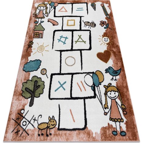 Tappeto FUN Hop per bambini, il gioco della campana, animali rosa pink 140x190 cm