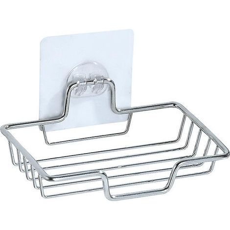 Portasapone trasparente autoadesivo, senza bisogno di forare, cestino portasapone in acciaio inox, mensola per doccia, montaggio a parete, porta spugna da cucina (1/3)