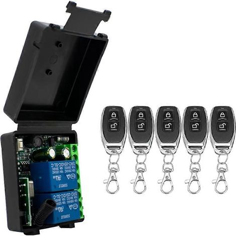 Télécommande sans fil 433 MHz, relais 85-256 V CA, module récepteur 2 canaux pour portes de garage, éclairage, rideaux (1/5)
