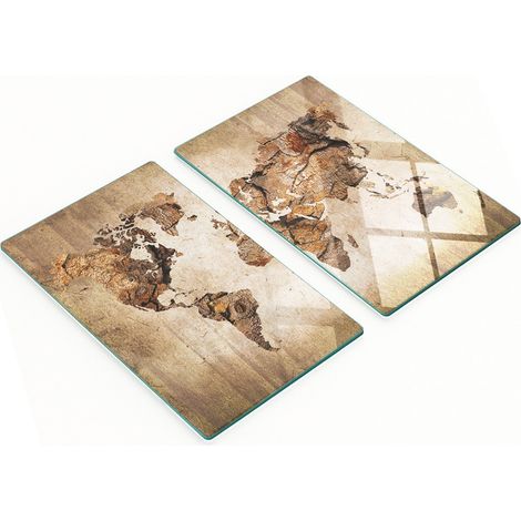 Taglieri in vetro per snack con mappa del mondo in legno, 2x30x52 cm (1/5)