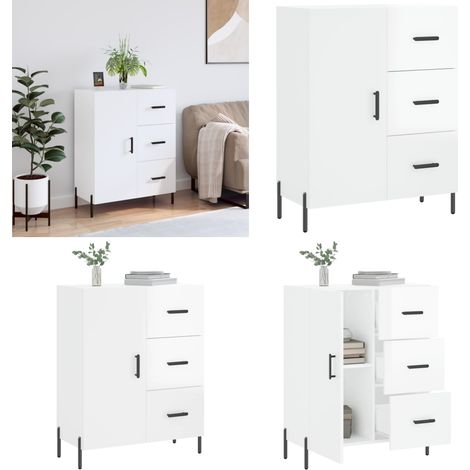Sideboard Hochglanz-Weiß 69,5x34x90 cm Holzwerkstoff - Schreibtisch - Wohnzimmermöbel - Sideboard - Regal - Aufbewahrung - Home & Living (1/5)