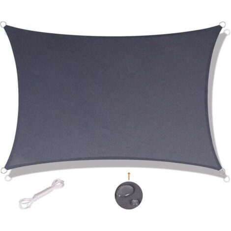 Rectangular shade sail 2x2m waterproof and UV resistant, suitable for balcony garden terrace, gray (1/5)