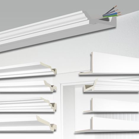 Moulure cacher câbles et tubes 2 mètres AB179 – Mousse PU blanc – Dimensions 155x45mm – Installation facile au mur ou plafond – Hexim Perfect