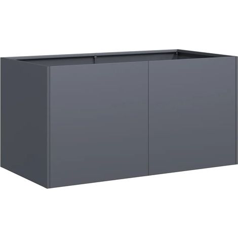 Jardinière moderne extérieure 80 x 40 x 40 cm robuste avec fond ouvert décoratif en acier laminé à froid anthracite (1/5)