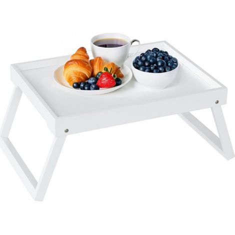 1 Plateau de lit, Pieds pliants, Bambou et MDF, Poignées ergonomiques, Pour petit déjeuner et travail (1/4)