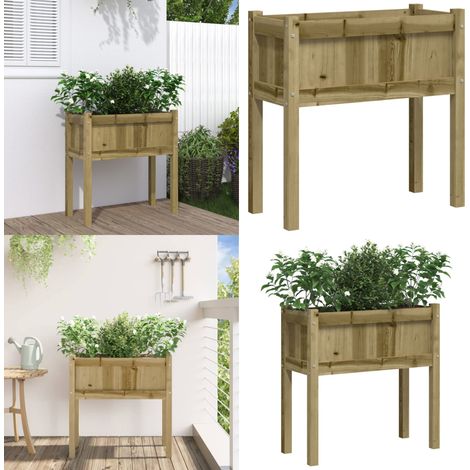 Pflanzkübel mit Beinen 70x31x70 cm Kiefernholz Imprägniert - Holzpflanze - Gartentöpfen - Kübeln - Blumenerde - Balkonpflanzen - Home & Living (1/5)
