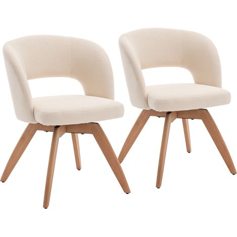 Set aus 2 Stühlen aus hellem Holz und beigem Bouclé-Stoff HOLLY (1/5)