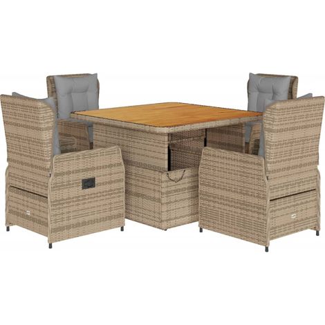 Maison Exclusive - Set comedor de jardín 5 pzas con cojines ratán (1/5)