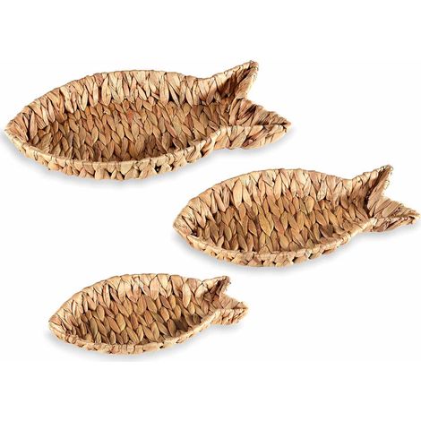 Set 3 Vassoi Decorativi a Pesce in Fibra Naturale per Servire (1/3)