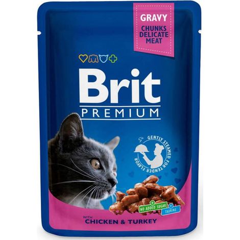 BRIT PREMIUM CAT Adulto Pollo y Pavo (bolsa) 100 g