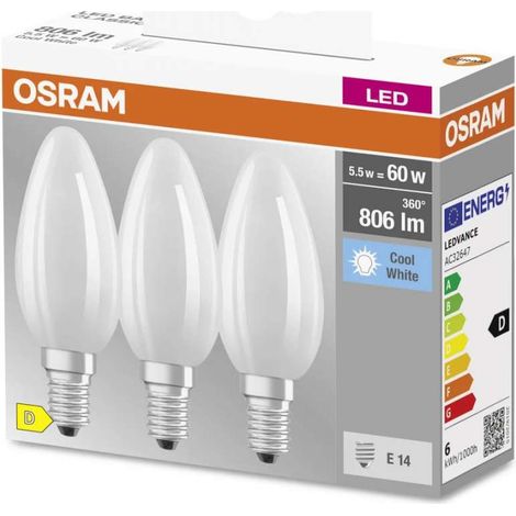 Set di 3 Lampadine LED Osram E14 5,5W 4000K 806 Lumen (1/2)