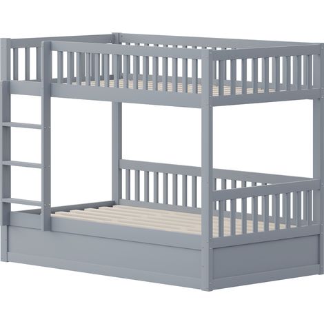 Cama litera infantil 90 x 200 de madera gris con almacenamiento integrado (1/5)