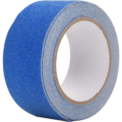 Bande antidérapante pour escaliers - Longueur : 5 m - Largeur : 5 cm, PVC - Usage intérieur et extérieur - Bande de sécurité pour escaliers - Marches et marches antidérapantes (bleu) (1/5)