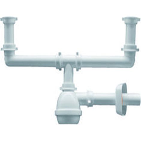 Sifone 2 vie con 2 pilette per lavello Genius di Ceramica