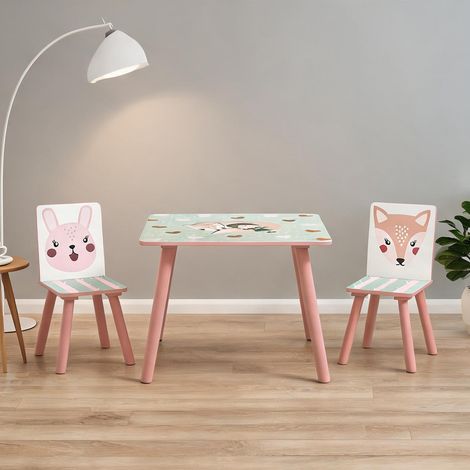 Ensemble table et chaises enfant en mDF Kiefer 60 x 60 x 44 cm (1/5)