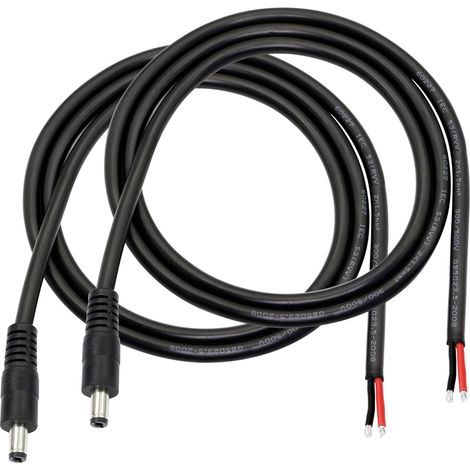 Câble alimentation CC - 0,9 m - Prise mâle CC 5,5 mm x 2,1 mm - Câble à extrémité ouverte - Câble de réparation pour caméra de sécurité CCTV, DVR, bande lumineuse LED (1/5)