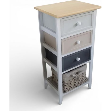 Mobiletto cassettiera in legno con 4 cassetti 35x28xH73 cm