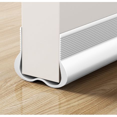 Joint d’étanchéité souple PVC blanc bas de porte 93 cm, isolation thermique et acoustique, anti‑poussière anti‑insectes réglable, fourni avec 8 bandes adhésives double face pour installation facile (1/5)