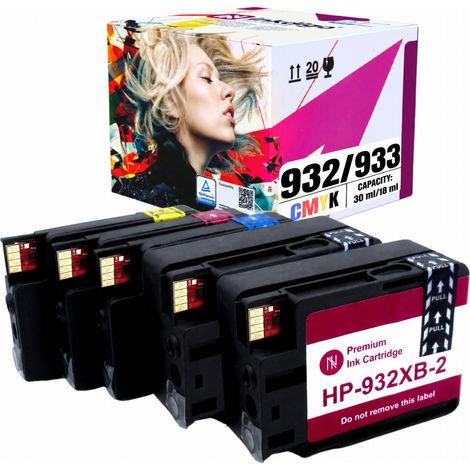Inchiostro Inkdigo 932XL 933 XL compatibile con la stampante HP OfficeJet 6100e-Printer 7510WF, certificato TÜV. (1/5)