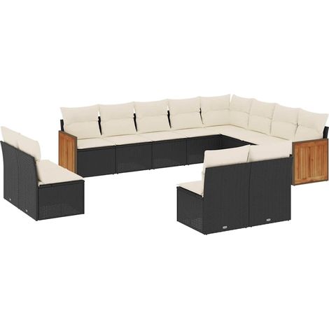 Maison Exclusive - 12-tlg. Garten-Sofagarnitur mit Kissen Schwarz