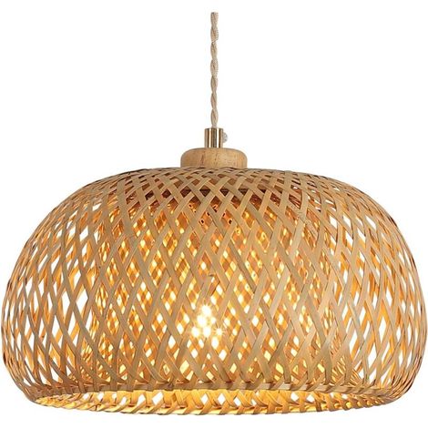 Rattan Pendelleuchte, 30cm Bambus Lampenschirm Boho, Hängelampe Küchenlampe Deckenlampe für Esstisch, Wohnzimmer, Schlafzimmer(E27 Fassung, keine Glühbirne) (1/5)