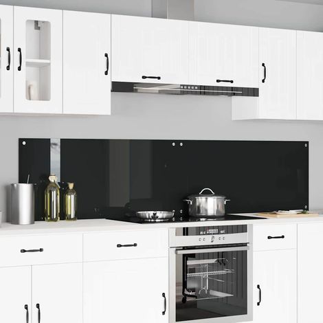 Küchenrückwand 2 pcs Schwarz 110 x 50 cm Gehärtetes Glas (1/5)