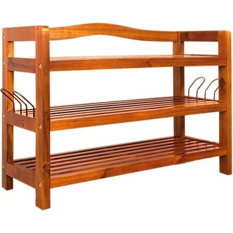 Banc et meuble à chaussures 85 cm : 3 niveaux. En acacia (1/5)
