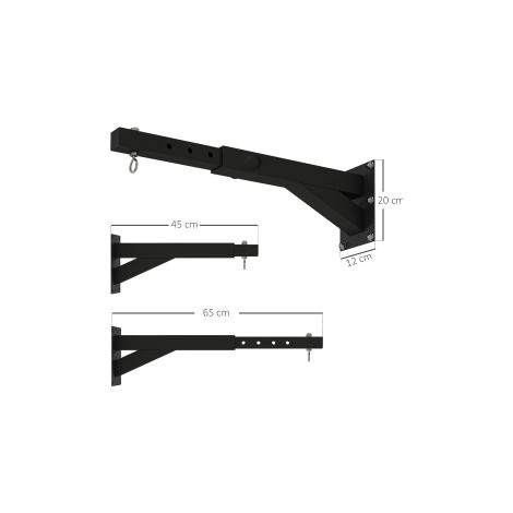 Support mural noir pour sac de frappe en acier avec fixation réglable et structure robuste pour salle de sport (1/5)
