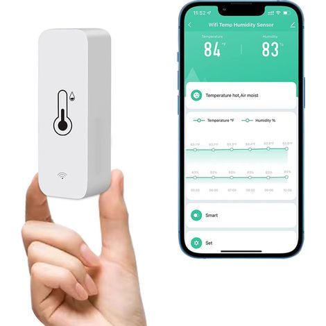 Sensor de termómetro e higrómetro WiFi, monitor inalámbrico de temperatura y humedad para el hogar, monitoreo remoto en tiempo real, termohigrómetro inteligente con almacenamiento de datos NPTERBL (1/5)