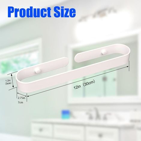 (Blanc) Porte-serviettes, 30 cm, auto-adhésif et à visser, convient pour la salle de bain et la cuisine. (1/3)