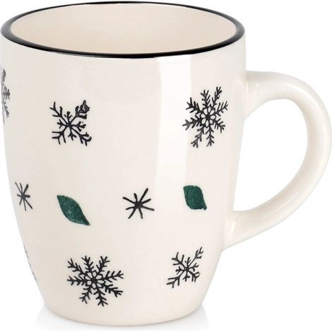 Ceramic Snowflake Mug, 350 ml, White, Festive Design (1/5)