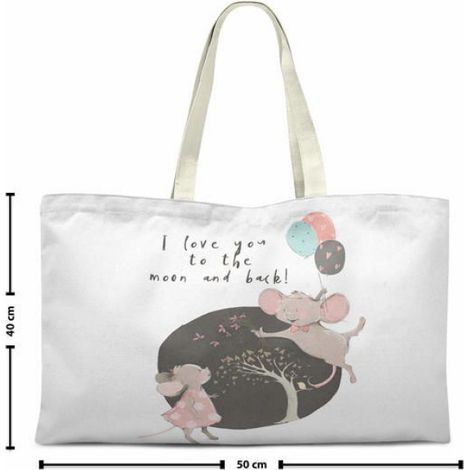 Tote bag sac shopping en coton Bonamaison 70 x 50 cm - réutilisable, anses longues (1/2)