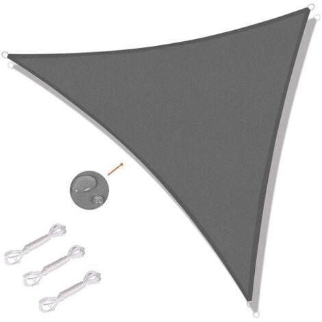 Voile d'ombrage triangulaire 4 x 4 x 4 m - Toile d'ombrage protégée contre les UV pour extérieur, terrasses, jardins - Gris (1/5)