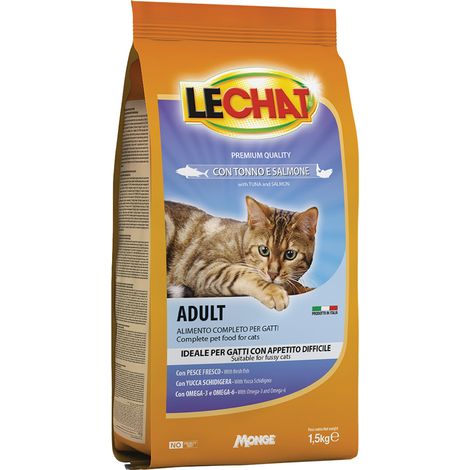 CROCCANTINI PER GATTI 'LE CHAT' tonno e salmone - kg 1,5  - MONGE
