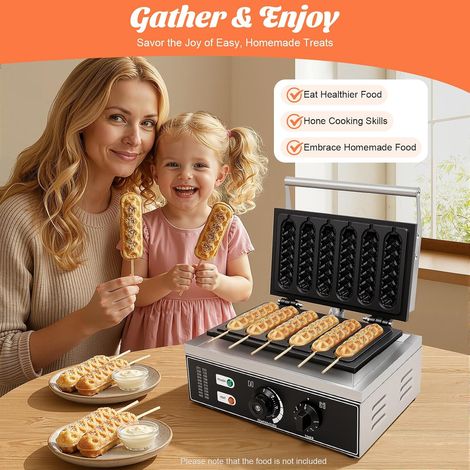 Gril de gaufres en acier inoxydable de 1500 W pour gaufres professionnelles à gaufres avec bâton, température réglable de 50 °C à 300 °C (1/5)