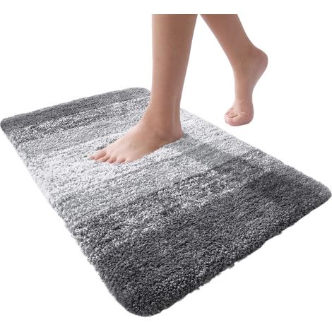 Tapis de bain en microfibre grise 40 x 60 cm, antidérapant et ultra-doux, absorbant (1/5)
