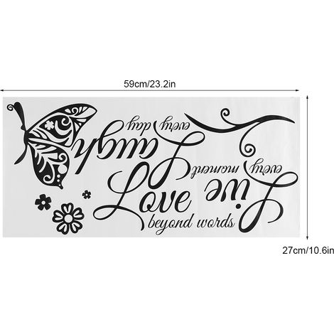 Wanddekoration aus PVC mit Motto, 59 x 27 cm (23,2 x 10,6 Zoll), schwarzer Spruch, für Wohn- und Schlafzimmer (1/5)