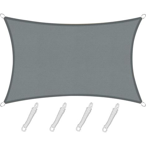 Voile d'ombrage Rectangulaire Carré 2.5x3m Color Gris,Toile Imperméable Une Protection des Rayons UV à 95%, pour en Plein air, Jardin & terrasse, Piscine (1/5)