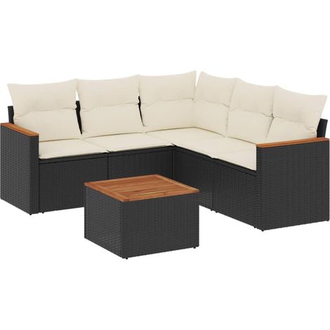 Maison Exclusive - Patio Sofa Set 6-Posti Black and Cream (1/5)