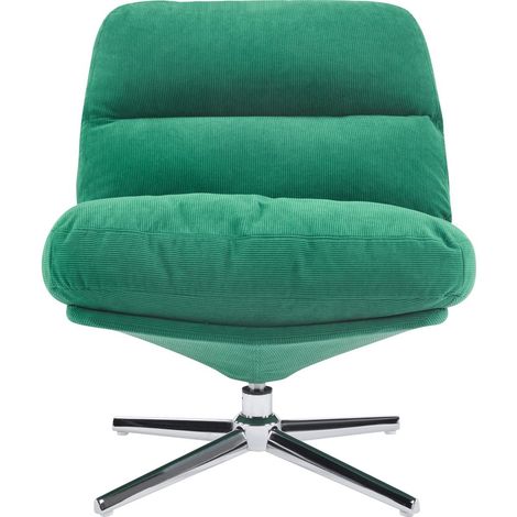 Homifab – Fauteuil pivotant en velours côtelé vert électrique – Piètement chromé – Assise rembourrée 45 cm – Confort moderne et élégant